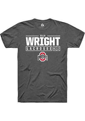 Ella Wright  Ohio State Buckeyes Dark Grey Rally NIL Stacked Box Short Sleeve T Shirt