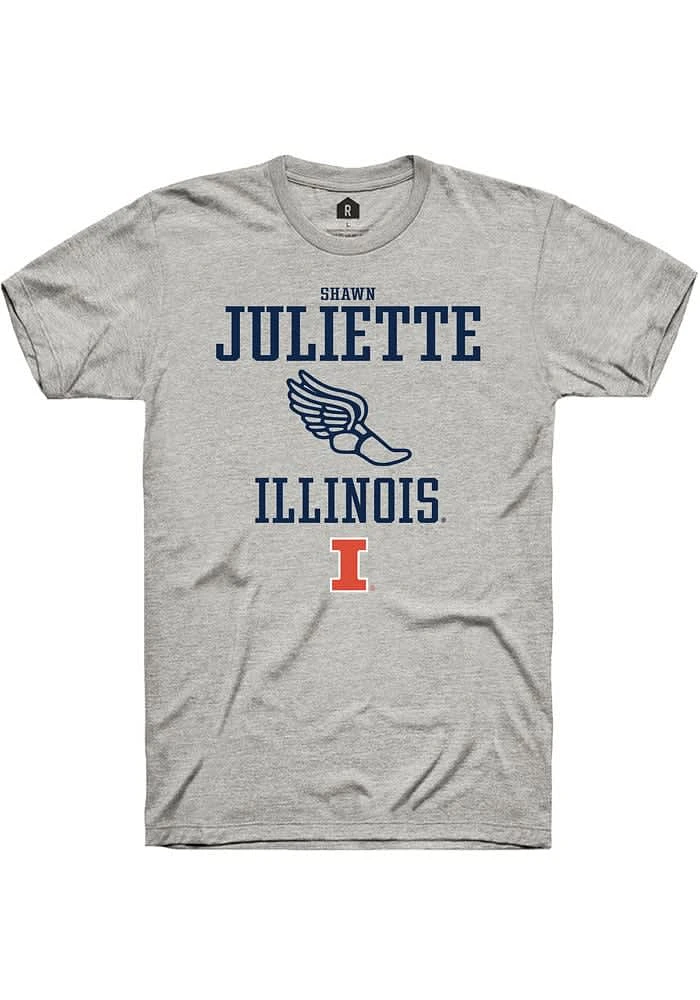 Shawn Juliette Illinois Fighting Illini Ash Rally NIL Sport Icon Track Short Sleeve T Shirt