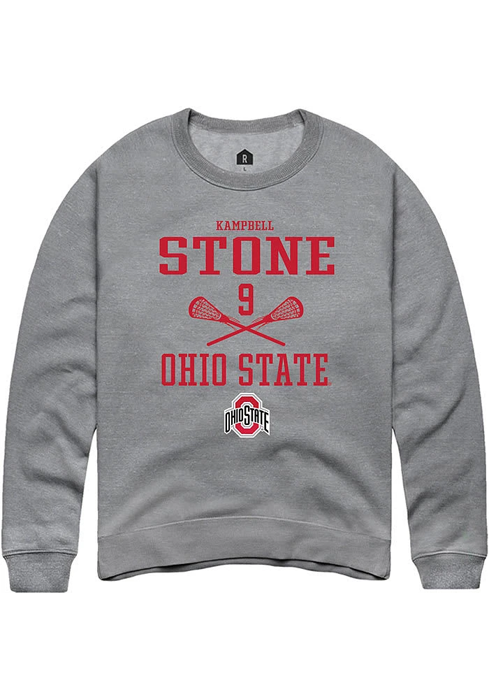 Kampbell Stone  Rally Ohio State Buckeyes Mens Graphite NIL Sport Icon Long Sleeve Crew Sweatshi..