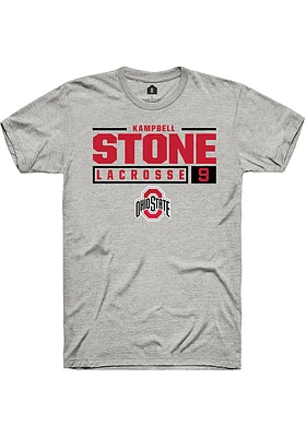 Kampbell Stone  Ohio State Buckeyes Ash Rally NIL Stacked Box Short Sleeve T Shirt