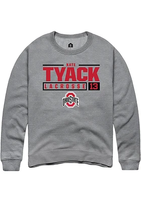 Kate Tyack  Rally Ohio State Buckeyes Mens Graphite NIL Stacked Box Long Sleeve Crew Sweatshirt