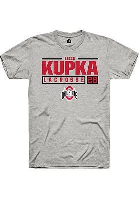 Lexie Kupka  Ohio State Buckeyes Ash Rally NIL Stacked Box Short Sleeve T Shirt