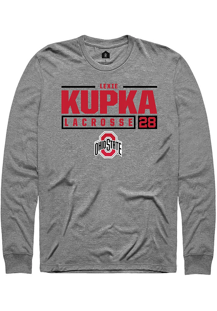 Lexie Kupka  Ohio State Buckeyes Graphite Rally NIL Stacked Box Long Sleeve T Shirt