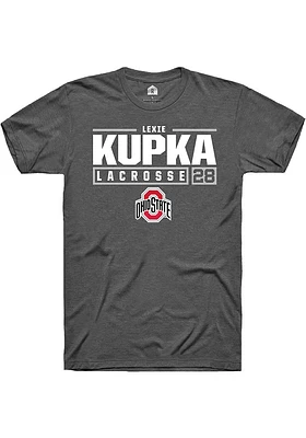 Lexie Kupka  Ohio State Buckeyes Dark Grey Rally NIL Stacked Box Short Sleeve T Shirt