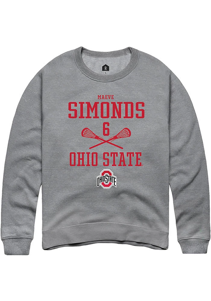 Maeve Simonds  Rally Ohio State Buckeyes Mens Graphite NIL Sport Icon Long Sleeve Crew Sweatshir..