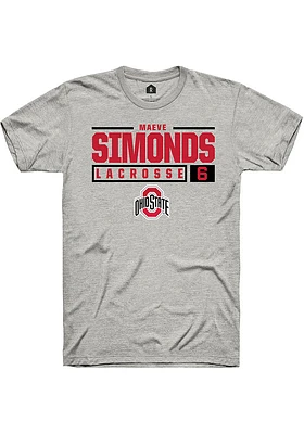 Maeve Simonds  Ohio State Buckeyes Ash Rally NIL Stacked Box Short Sleeve T Shirt