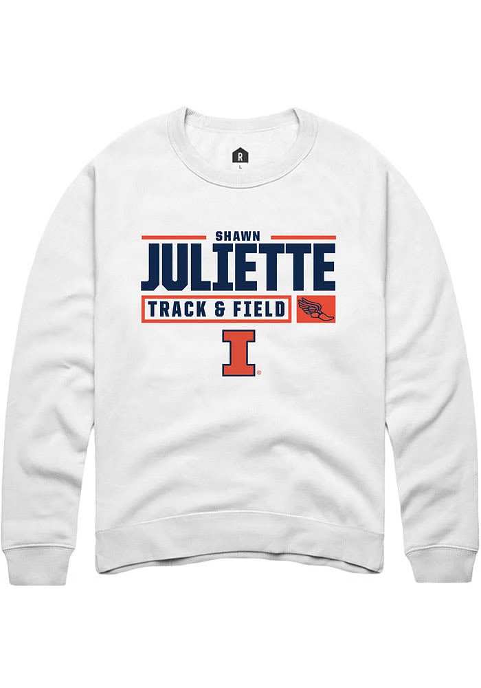 Shawn Juliette  Rally Illinois Fighting Illini Mens White NIL Stacked Box Track Long Sleeve Crew S..