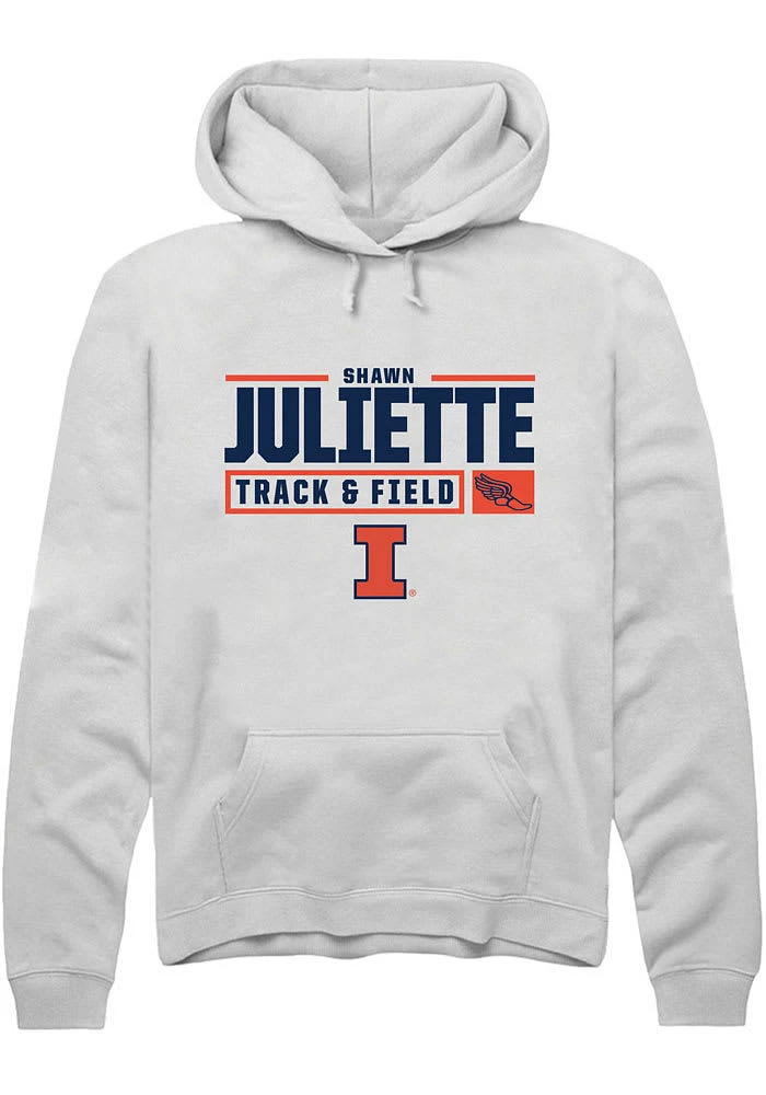 Shawn Juliette Rally Illinois Fighting Illini Mens White NIL Stacked Box Track Long Sleeve Hoodie