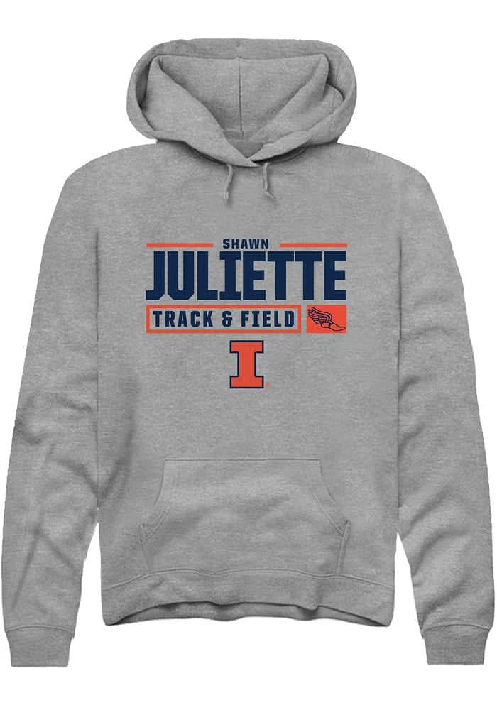 Shawn Juliette Rally Illinois Fighting Illini Mens Graphite NIL Stacked Box Track Long Sleeve Hoo..