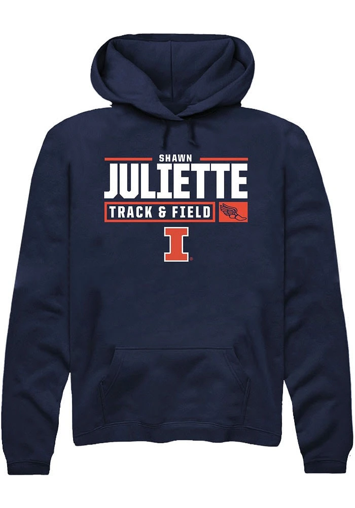 Shawn Juliette Rally Illinois Fighting Illini Mens Navy Blue NIL Stacked Box Track Long Sleeve Ho..