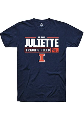 Shawn Juliette  Illinois Fighting Illini Navy Blue Rally NIL Stacked Box Track Short Sleeve T Shir..
