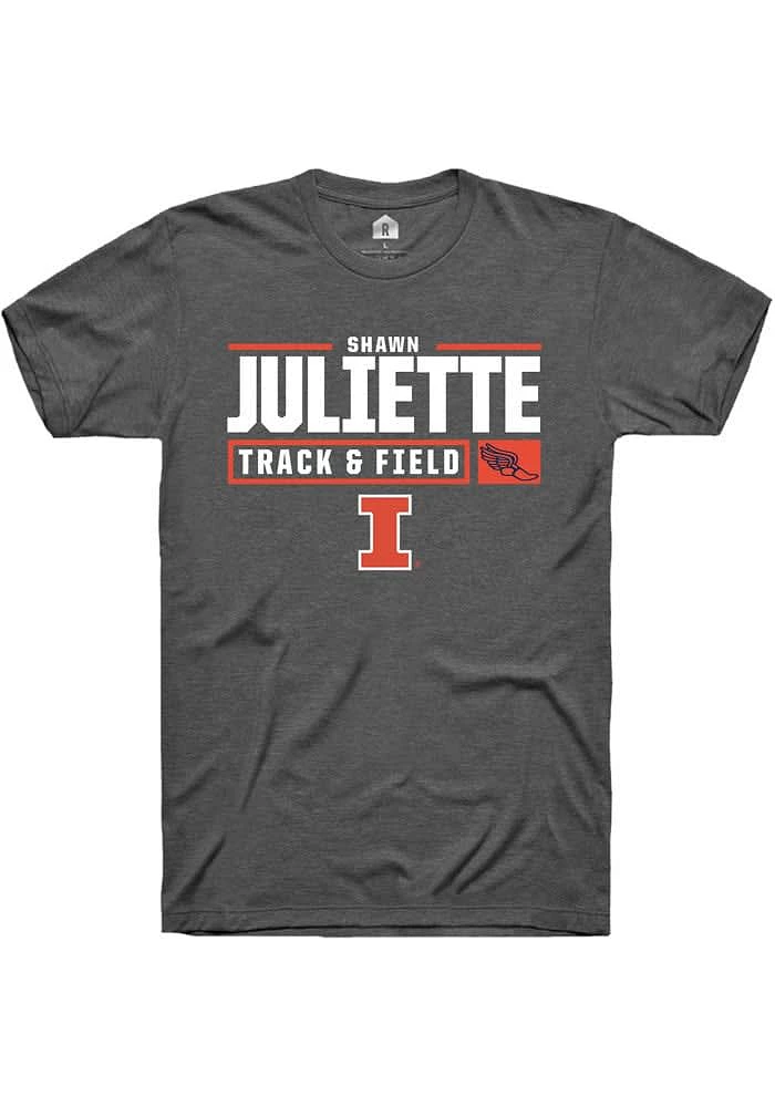 Shawn Juliette Illinois Fighting Illini Dark Grey Rally NIL Stacked Box Track Short Sleeve T Shir..