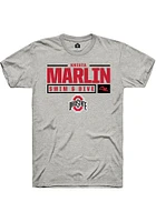 Krista Marlin  Ohio State Buckeyes Ash Rally NIL Stacked Box Short Sleeve T Shirt