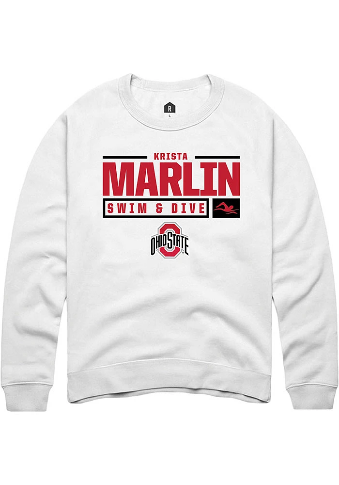 Krista Marlin Rally Ohio State Buckeyes Mens NIL Stacked Box Long Sleeve Crew Sweatshirt