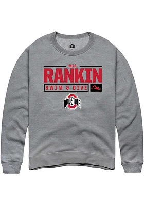 Mia Rankin  Rally Ohio State Buckeyes Mens Graphite NIL Stacked Box Long Sleeve Crew Sweatshirt