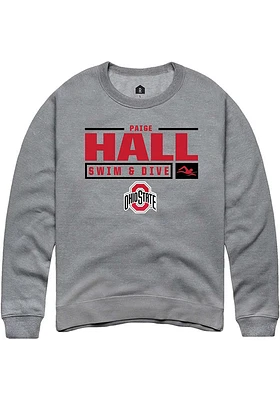 Paige Hall  Rally Ohio State Buckeyes Mens Graphite NIL Stacked Box Long Sleeve Crew Sweatshirt