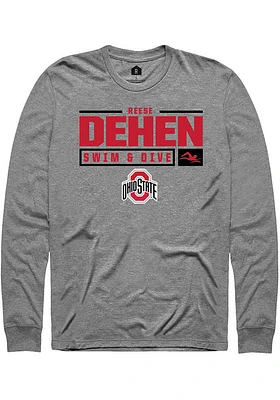 Reese Dehen  Ohio State Buckeyes Graphite Rally NIL Stacked Box Long Sleeve T Shirt