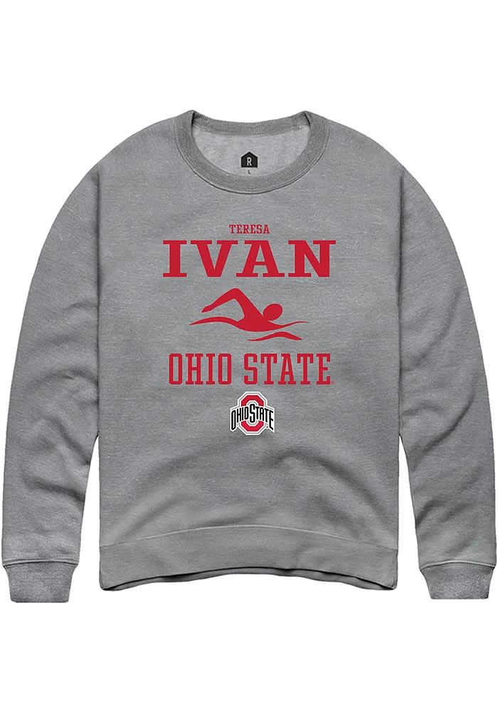 Teresa Ivan  Rally Ohio State Buckeyes Mens Graphite NIL Sport Icon Long Sleeve Crew Sweatshirt