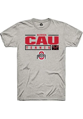 Alessia Cau  Ohio State Buckeyes Ash Rally NIL Stacked Box Short Sleeve T Shirt