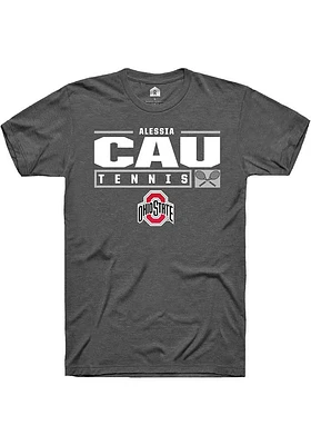 Alessia Cau  Ohio State Buckeyes Dark Grey Rally NIL Stacked Box Short Sleeve T Shirt