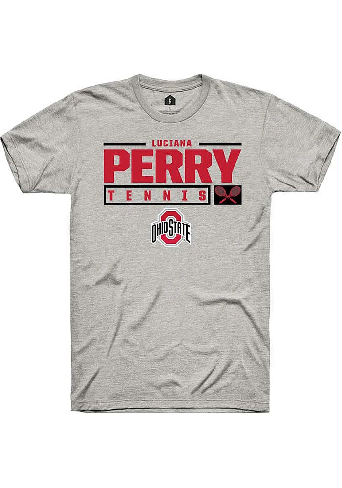 Luciana Perry  Ohio State Buckeyes Ash Rally NIL Stacked Box Short Sleeve T Shirt