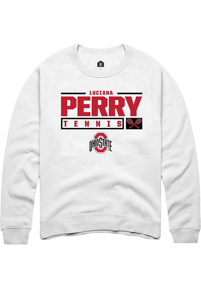 Luciana Perry Rally Ohio State Buckeyes Mens NIL Stacked Box Long Sleeve Crew Sweatshirt