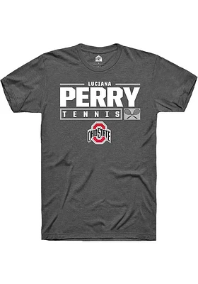 Luciana Perry  Ohio State Buckeyes Dark Grey Rally NIL Stacked Box Short Sleeve T Shirt