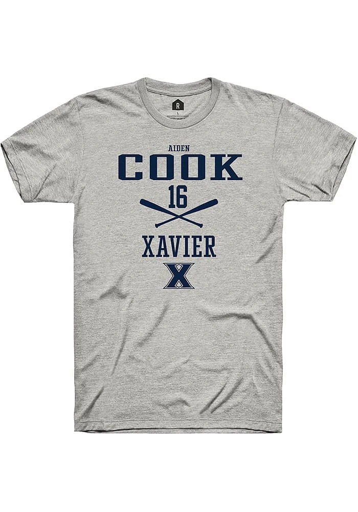 Aiden Cook  Xavier Musketeers Ash Rally NIL Sport Icon Short Sleeve T Shirt