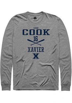 Aiden Cook  Xavier Musketeers Graphite Rally NIL Sport Icon Long Sleeve T Shirt