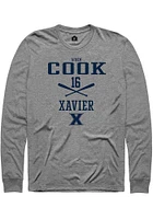 Aiden Cook  Xavier Musketeers Graphite Rally NIL Sport Icon Long Sleeve T Shirt