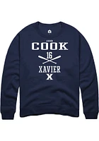 Aiden Cook  Rally Xavier Musketeers Mens Navy Blue NIL Sport Icon Long Sleeve Crew Sweatshirt