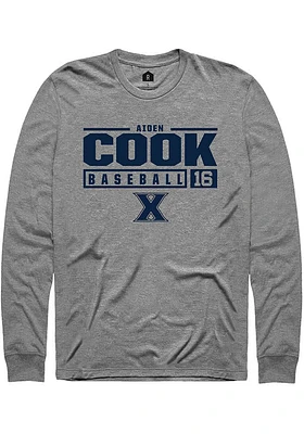 Aiden Cook  Xavier Musketeers Graphite Rally NIL Stacked Box Long Sleeve T Shirt