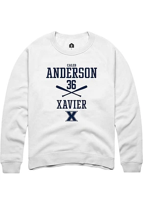 Caleb Anderson  Rally Xavier Musketeers Mens White NIL Sport Icon Long Sleeve Crew Sweatshirt