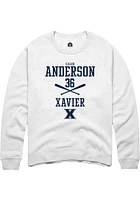 Caleb Anderson  Rally Xavier Musketeers Mens White NIL Sport Icon Long Sleeve Crew Sweatshirt