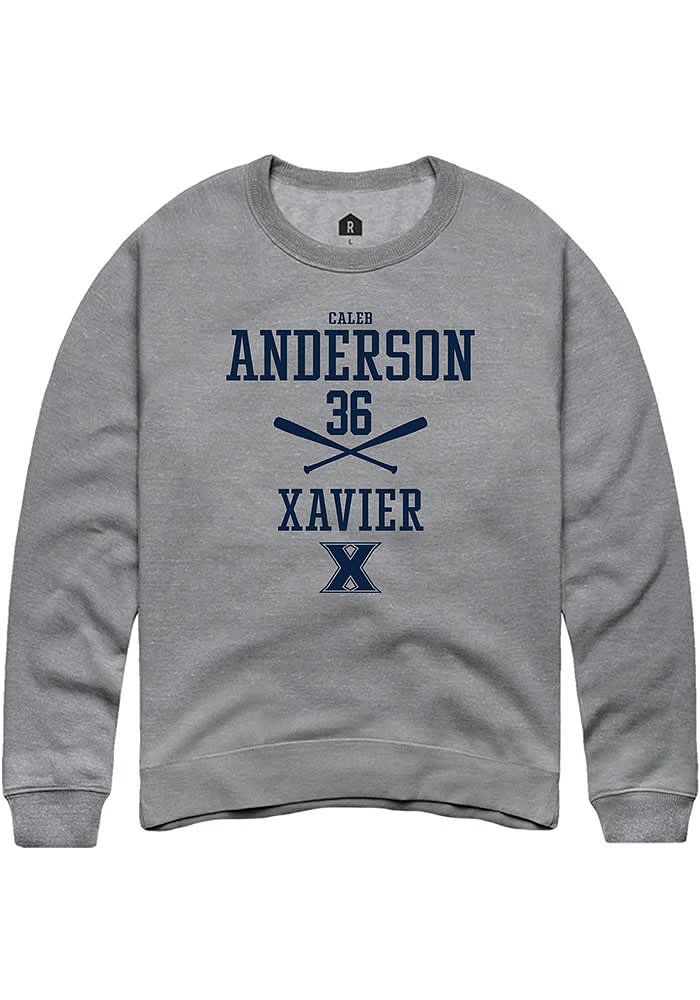 Caleb Anderson  Rally Xavier Musketeers Mens Graphite NIL Sport Icon Long Sleeve Crew Sweatshirt