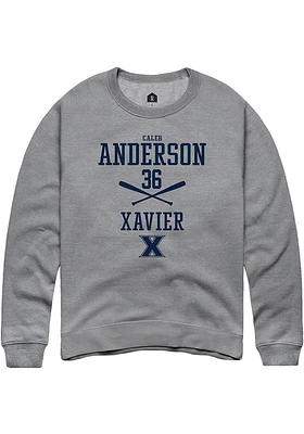 Caleb Anderson  Rally Xavier Musketeers Mens Graphite NIL Sport Icon Long Sleeve Crew Sweatshirt