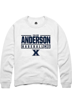 Caleb Anderson  Rally Xavier Musketeers Mens White NIL Stacked Box Long Sleeve Crew Sweatshirt