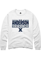 Caleb Anderson  Rally Xavier Musketeers Mens White NIL Stacked Box Long Sleeve Crew Sweatshirt