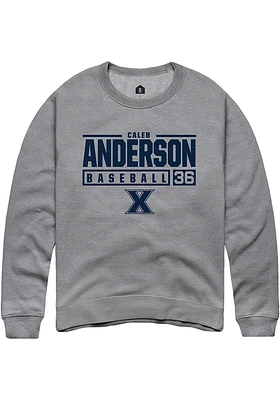 Caleb Anderson  Rally Xavier Musketeers Mens Graphite NIL Stacked Box Long Sleeve Crew Sweatshir..