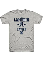 Jake Lambdin  Xavier Musketeers Ash Rally NIL Sport Icon Short Sleeve T Shirt