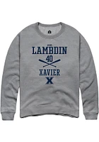 Jake Lambdin  Rally Xavier Musketeers Mens Graphite NIL Sport Icon Long Sleeve Crew Sweatshirt