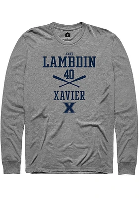 Jake Lambdin  Xavier Musketeers Graphite Rally NIL Sport Icon Long Sleeve T Shirt