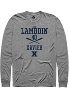 Jake Lambdin  Xavier Musketeers Graphite Rally NIL Sport Icon Long Sleeve T Shirt