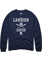 Jake Lambdin  Rally Xavier Musketeers Mens Navy Blue NIL Sport Icon Long Sleeve Crew Sweatshirt