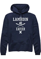 Jake Lambdin  Rally Xavier Musketeers Mens Navy Blue NIL Sport Icon Long Sleeve Hoodie