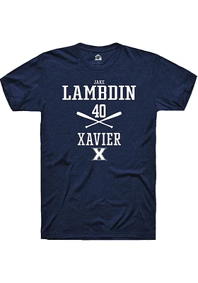 Jake Lambdin  Xavier Musketeers Navy Blue Rally NIL Sport Icon Short Sleeve T Shirt