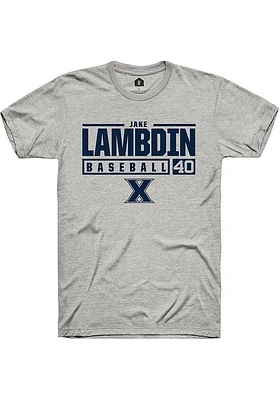 Jake Lambdin  Xavier Musketeers Ash Rally NIL Stacked Box Short Sleeve T Shirt