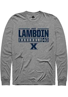 Jake Lambdin  Xavier Musketeers Graphite Rally NIL Stacked Box Long Sleeve T Shirt