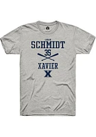 Logan Schmidt  Xavier Musketeers Ash Rally NIL Sport Icon Short Sleeve T Shirt