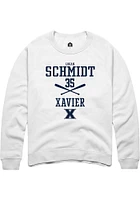 Logan Schmidt  Rally Xavier Musketeers Mens White NIL Sport Icon Long Sleeve Crew Sweatshirt